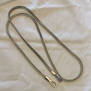 5/$20 braided silver tone chain crossbody strap with lobster clasps, 42”